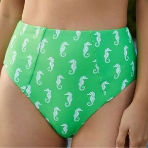 NWOT Anthropologie Maeve High Waisted Seahorse Green Bikini Bottoms size large